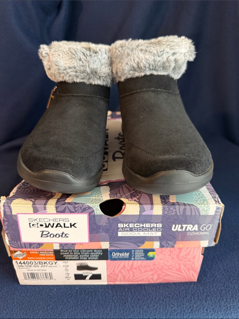 Skechers GoWalk Boots Sz 7 Black P785@SS